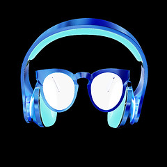 Image showing Sunglasses and headphone for your face. 3d illustration