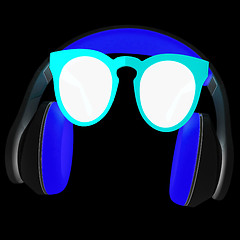 Image showing Sunglasses and headphone for your face. 3d illustration