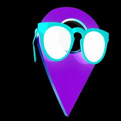 Image showing Glamour map pointer in sunglasses. 3d illustration