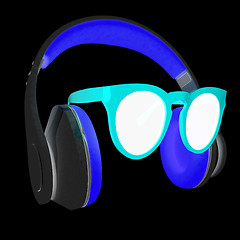 Image showing Sunglasses and headphone for your face. 3d illustration