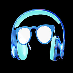 Image showing Sunglasses and headphone for your face. 3d illustration