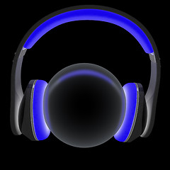 Image showing Headphones with metal ball. 3d illustration