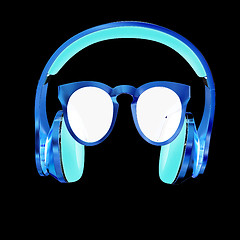 Image showing Sunglasses and headphone for your face. 3d illustration