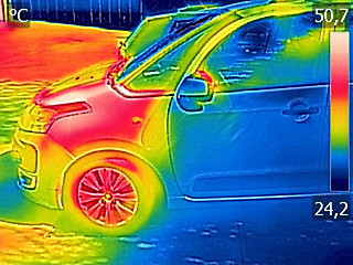 Image showing Infrared thermovision image showing Car Engine After driving