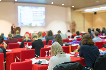 Image showing Audience in lecture hall on scientific conference.