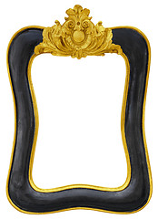 Image showing Black golden vintage picture frame isolated on white background 