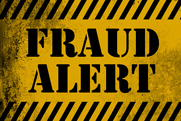 Image showing Fraud Alert sign yellow with stripes