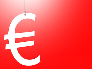 Image showing Euro sign hang with red background 