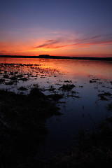 Image showing Sunset over lake