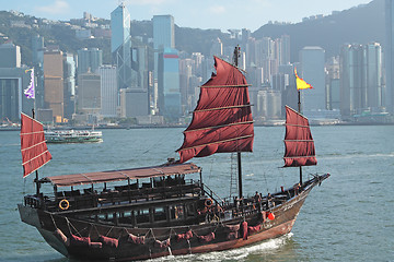 Image showing Junk boat in Hong Kong 