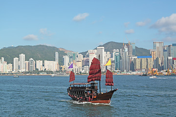 Image showing Junk boat in Hong Kong 