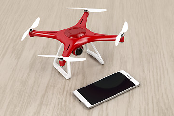 Image showing Drone and smartphone