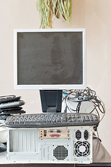 Image showing old computer and accessories for electronic recycling