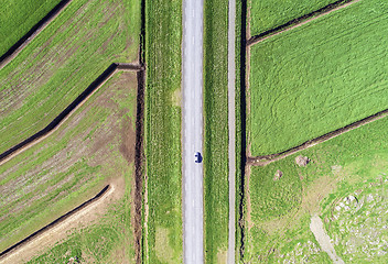 Image showing Aerial of a country road