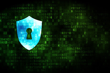 Image showing Security concept: Shield With Keyhole on digital background