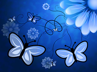 Image showing Butterflies On Flowers Represents Flora Flying And Florals