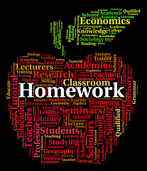 Image showing Homework Word Shows Study Assignment And Education