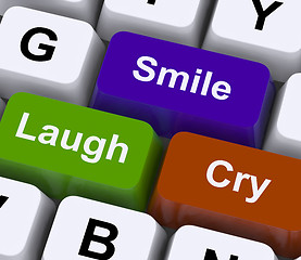 Image showing Laugh Cry Smile Keys Represent Different Emotions