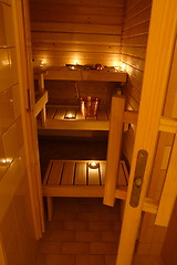 Image showing Interior of a Finnish sauna