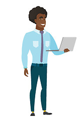 Image showing Business man using laptop vector illustration.