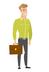 Image showing Caucasian business man holding briefcase.