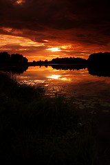 Image showing Lake at sunset