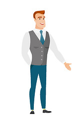 Image showing Caucasian businessman with hand in his pocket.