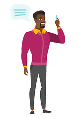 Image showing African-american businessman with speech bubble.