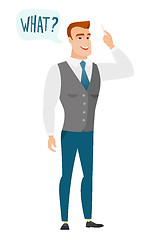 Image showing Businessman with question what in speech bubble.