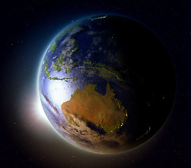Image showing Australia from space at sunset