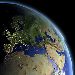 Image showing EMEA region from space at dawn