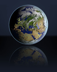 Image showing Globe facing Europe in dark