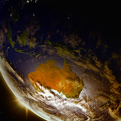 Image showing Sunset above Australia from space