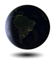 Image showing South America at night