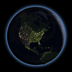 Image showing North America from space at night