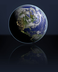 Image showing Globe facing North America in dark
