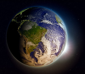 Image showing South America at sunrise