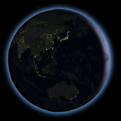 Image showing East Asia from space at night