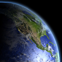 Image showing North America from space at dawn