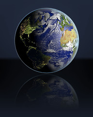 Image showing Globe facing Northern Hemisphere in dark