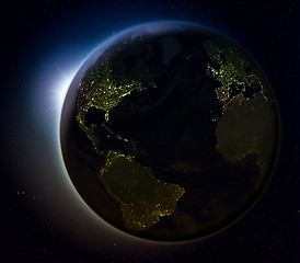 Image showing Northern Hemisphere from space at night