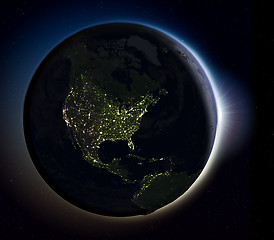 Image showing North America from space at night