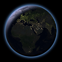 Image showing EMEA region from space at night