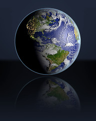 Image showing Globe facing Americas in dark