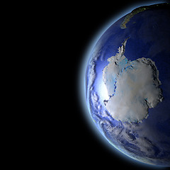 Image showing Antarctica from space in the evening light