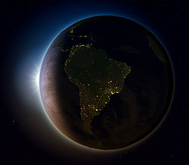 Image showing South America from space at night