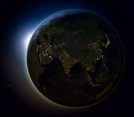 Image showing Asia from space at night