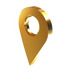 Image showing Realistic 3d gold pointer of map. 3d illustration