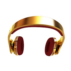 Image showing Golden headphones. 3d illustration