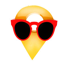 Image showing Glamour map pointer in sunglasses. 3d illustration